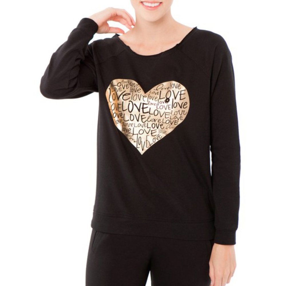 Love Gold Foil Heart Black Sweatshirt
